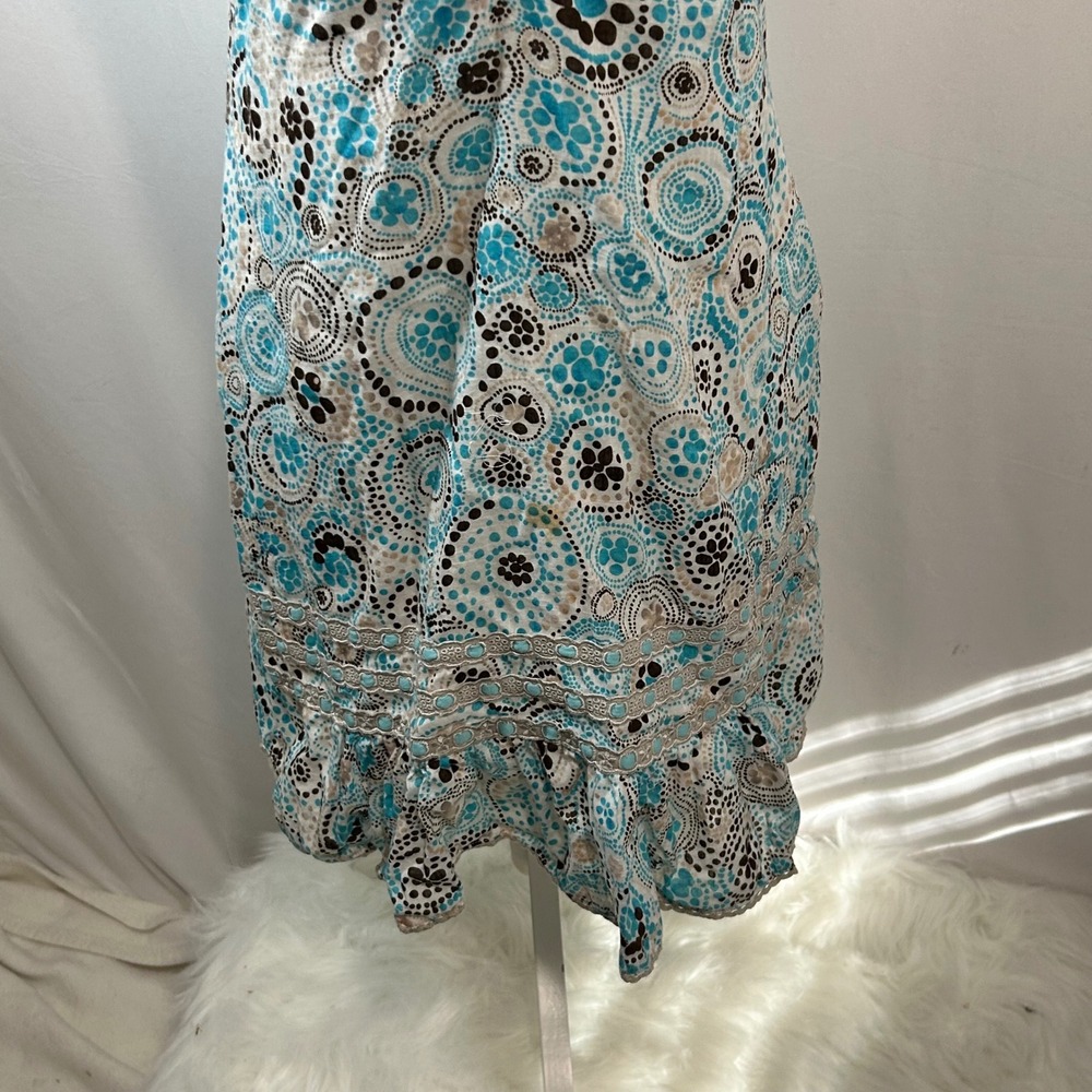 Free People‎ Mini Dress Size 8 Blue Brown Floral Print Sleeveless Summer - Picture 3 of 5